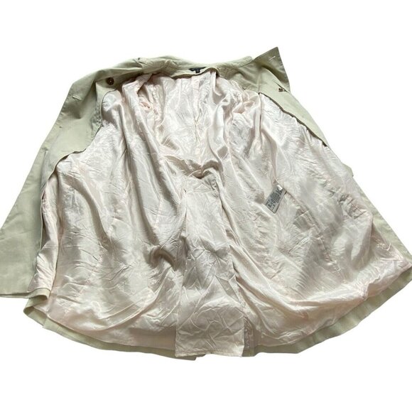 BROOKS BROTHERS Women 346 Trench Coat Size 12 Cream Long Line Button Belted - Picture 8 of 16